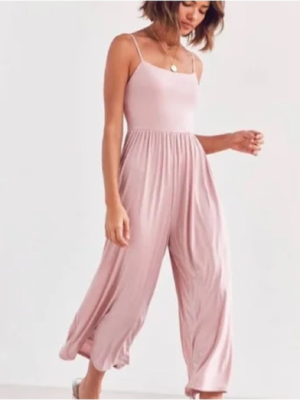 silence + noise Blush Pink Wide-Leg Spaghetti-Strap Jumpsuit